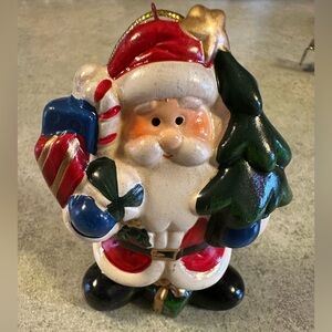 Festive Santa Claus Figurine with Christmas Tree